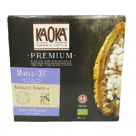 Melkesjokolade, 36%, minidrops, 5 kg, økologisk, Kaoka