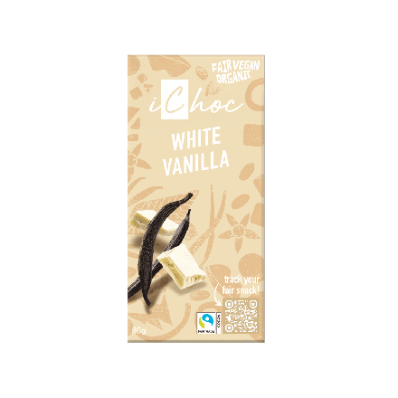 Hvit sjokolade m/vanilje, 80 g, økologisk, iChoc
