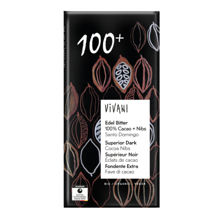 vivani mørk sjokolade 80 g 100% kakaonibs økologisk