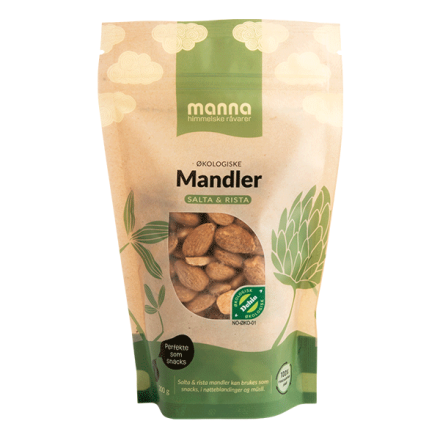 Mandler, salta & rista, 200 g, økologisk, Manna