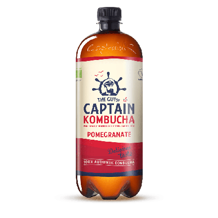 Kombucha, Pomegranate, 1 l, økologisk, Captain Kombucha