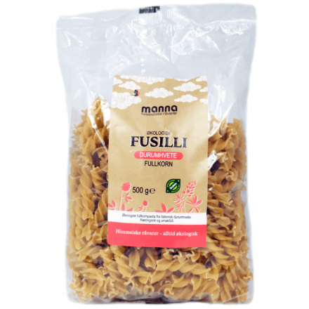 Fusilli, fullkorn, durum, 500 g, økologisk, Manna