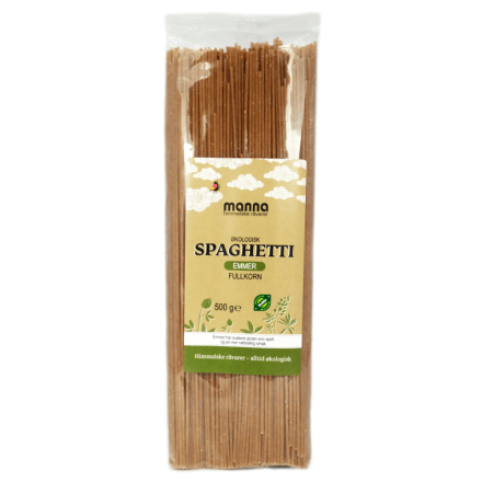 Spaghetti emmer, fullkorn, 500 g, økologisk, Manna