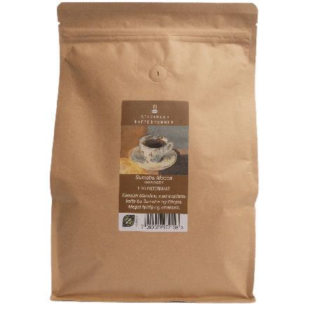 Kaffe, Sumatra-Mocca, filtermalt, 1 kg, økologisk