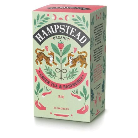 Raspberry Green Tea, 20 poser, økologisk, Hampstead