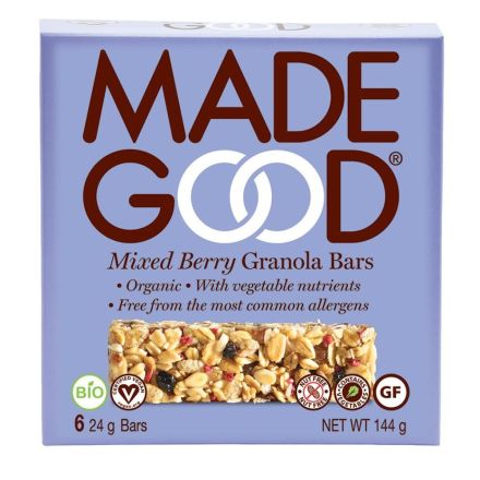 Müslibar m/tørket frukt, 6 x 24 g, økologisk, MadeGood