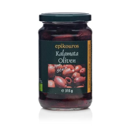 Oliven kalamata u/stein, 170 g, økologisk, Epikouros