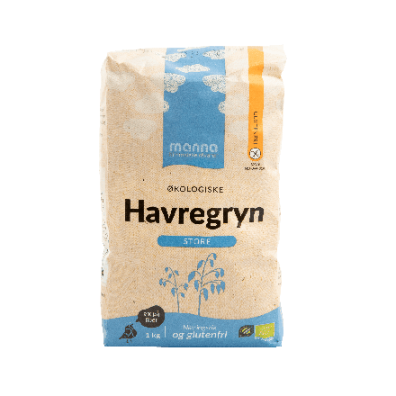 Havregryn, store, glutenfri, 1kg, økologisk, Manna