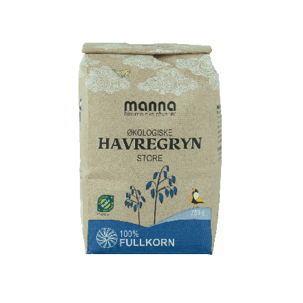 Havregryn, store, 750 g, økologisk, Manna
