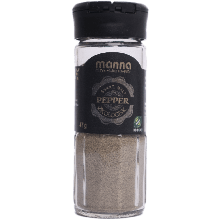 Pepper svart, malt, 47 g, økologisk, Manna