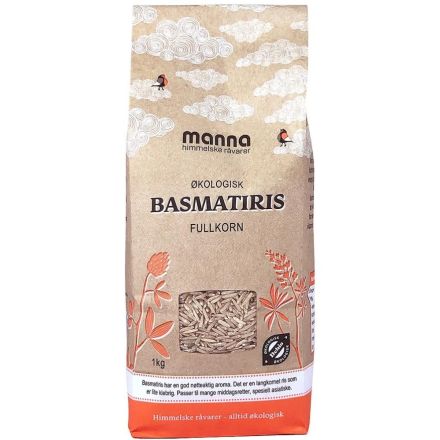 Basmatiris, fullkorn, 1 kg, økologisk, Manna