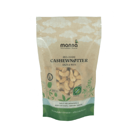 Cashewnøtter, salta & rista, 200g, økologisk, Manna