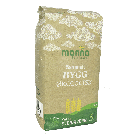 Byggmel, sammalt, 1 kg, økologisk, Manna
