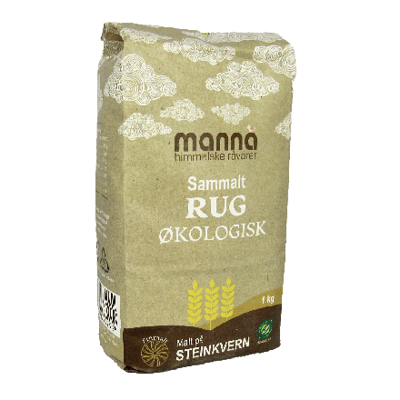 Rugmel sammalt, 1 kg, økologisk, Manna