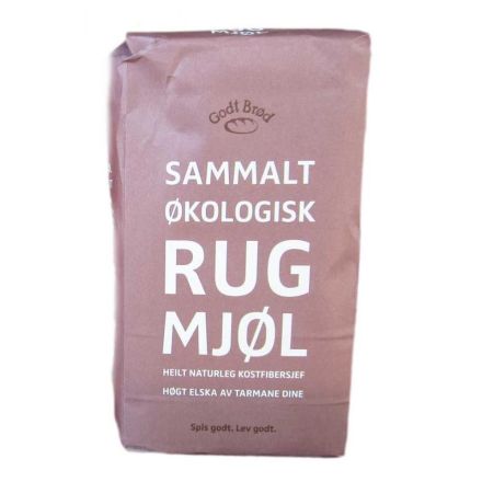 Rugmel, sammalt, 1 kg,&nbsp;&oslash;kologisk, Godt Br&oslash;d