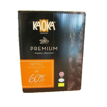 Sjokolade, mørk,60%, dråper,5 kg, økologisk, Kaoka